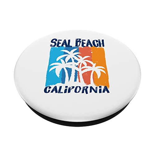 Seal Beach California Fun Colorful Palm Trees Design PopSockets Swappable PopGrip