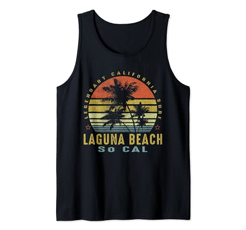 Laguna Beach Retro Palm Sunset - Beach Gifts Tank Top