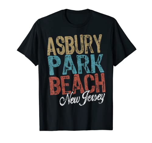 ASBURY PARK BEACH NEW JERSEY - HIBISCUS & SCRIPT PALM TREE T-Shirt