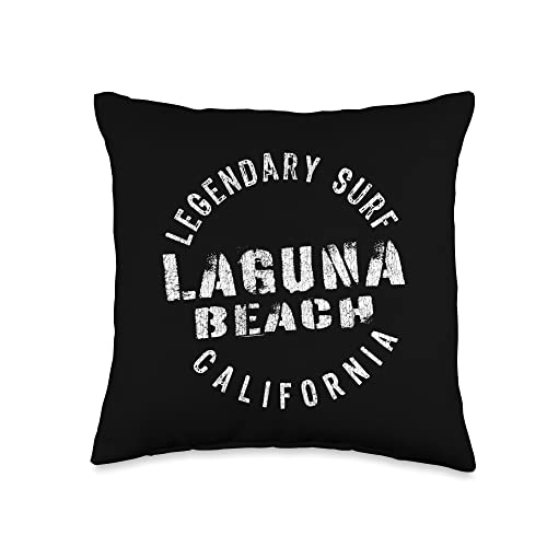 Surf Beach Favorites LEDGENDARY SURF Laguna Beach-Circle Stamp Throw Pillow
