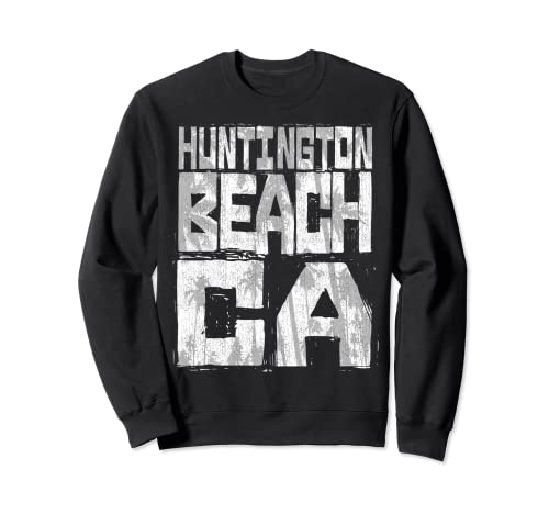 Huntington Beach California Retro Palm Sunset - Beach Design Sweatshirt