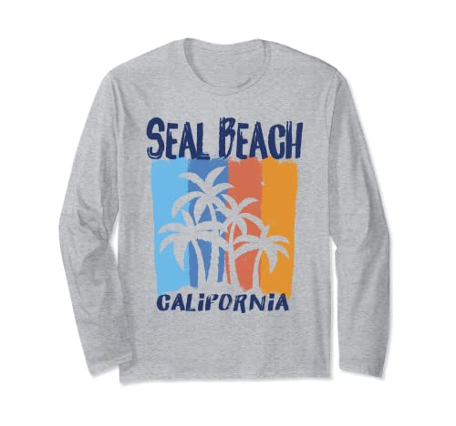 Seal Beach California Fun Colorful Palm Trees Design Long Sleeve T-Shirt