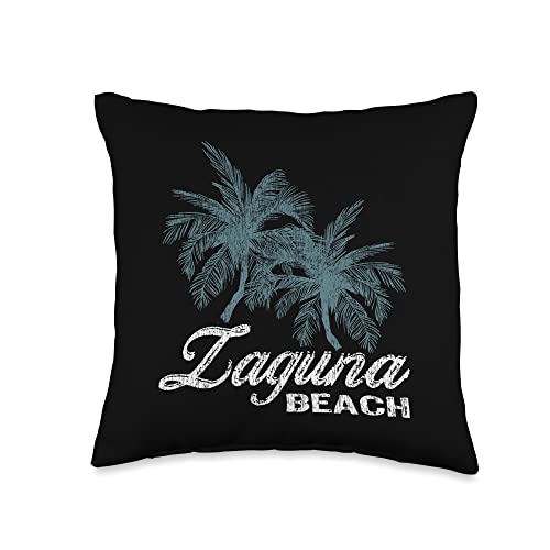 Hawaiian Surf Beach Laguna Beach California-Two Big Palms Throw Pillow