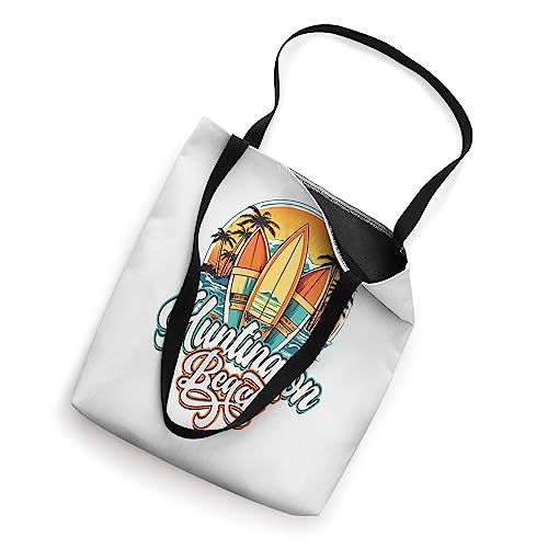 Huntington Retro Vintage Three Surfboard and Palm Circle Tote Bag