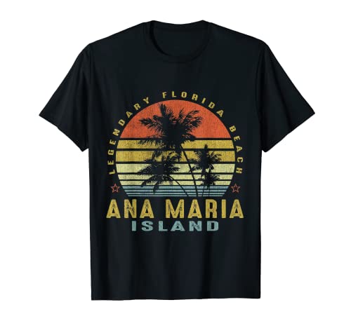 Ana Maria Island Retro Palm Sunset - Beach Lover Design T-Shirt