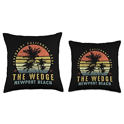 Vintage Beach Vibe The Wedge Newport Retro Palm Sunset-Beach Gift idea Throw Pillow