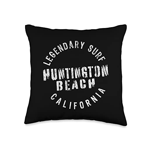 Beach Favorites LEDGENDARY SURF Huntington Beach-Circle Stamp Throw Pillow