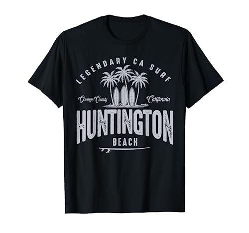 THREE VINTAGE SURFBOARDS AND PALMS - Huntington Beach T-Shirt
