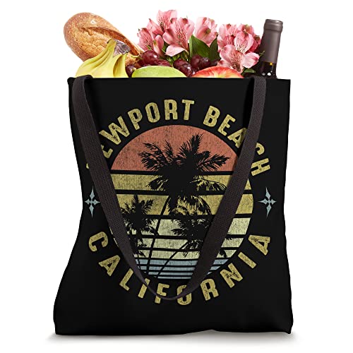 Newport Beach California Retro Palm Sunset - Beach Design Tote Bag