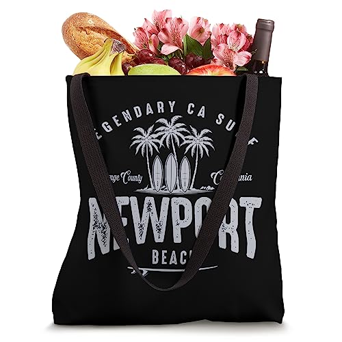 THREE VINTAGE SURFBOARDS AND PALMS - Newport Beach Tote Bag