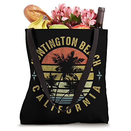 Huntington Beach California Retro Palm Sunset - Beach Design Tote Bag