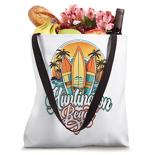 Huntington Retro Vintage Three Surfboard and Palm Circle Tote Bag