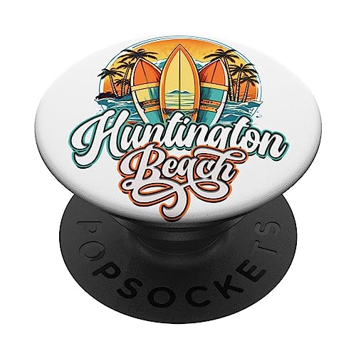 Huntington Retro Vintage Three Surfboard and Palm Circle PopSockets Swappable PopGrip