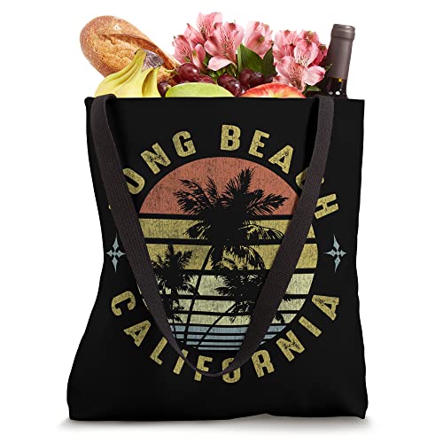 Seal Beach California Retro Palm Sunset - Beach Design Tote Bag