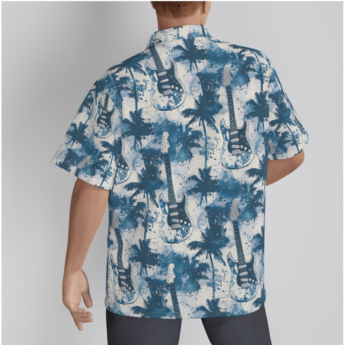 All-Over Print Men's Hawaiian Shirt With Button Closure