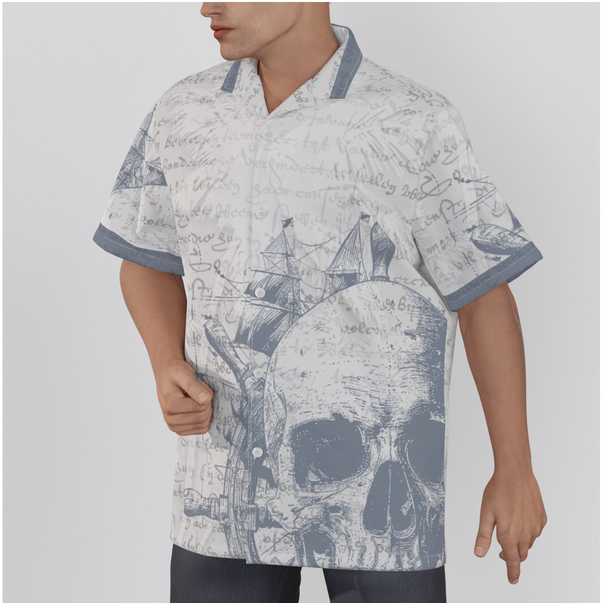 All-Over Print Men's Hawaiian Shirt With Button Closure