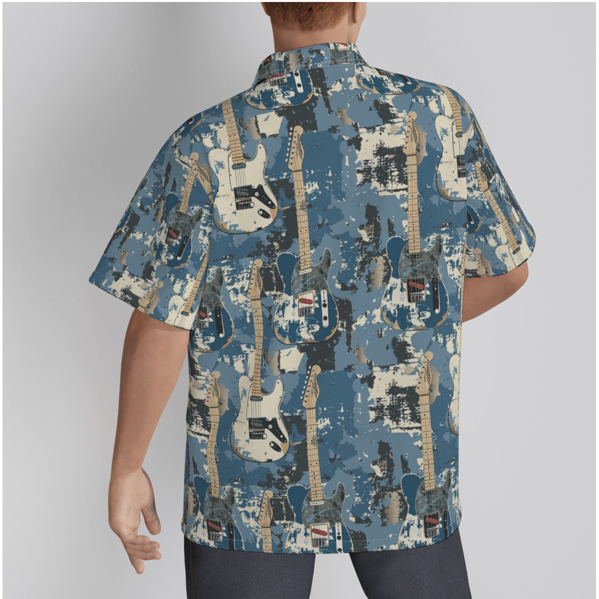 All-Over Print Men's Hawaiian Shirt With Button Closure