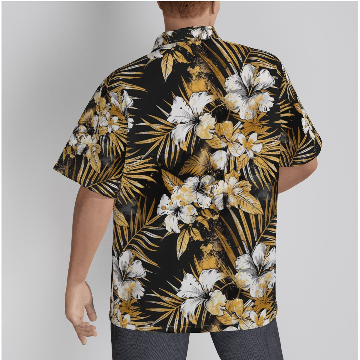 All-Over Print Men's Hawaiian Shirt With Button Closure