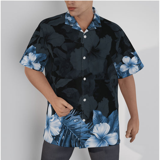 All-Over Print Men's Hawaiian Shirt With Button Closure