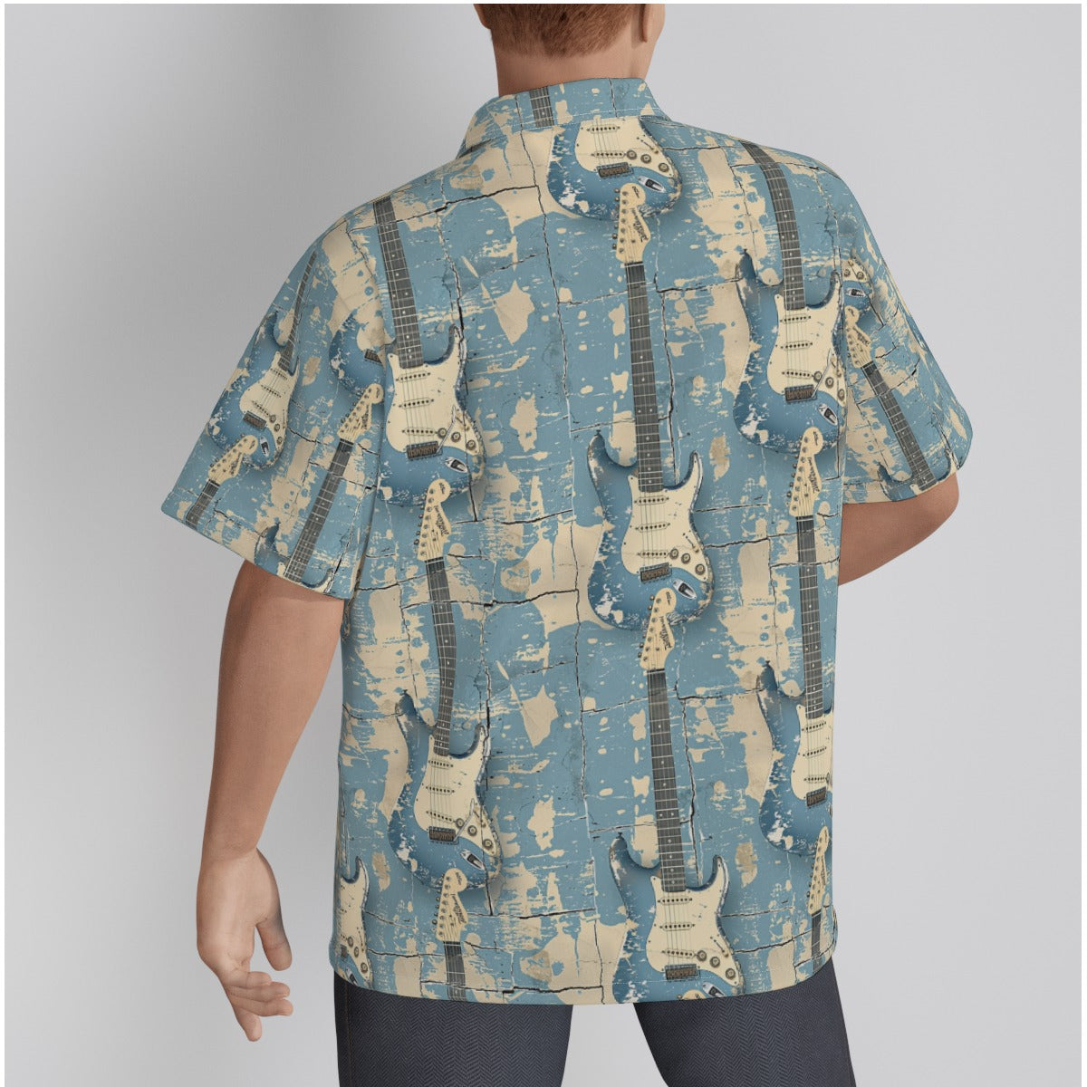 All-Over Print Men's Hawaiian Shirt With Button Closure