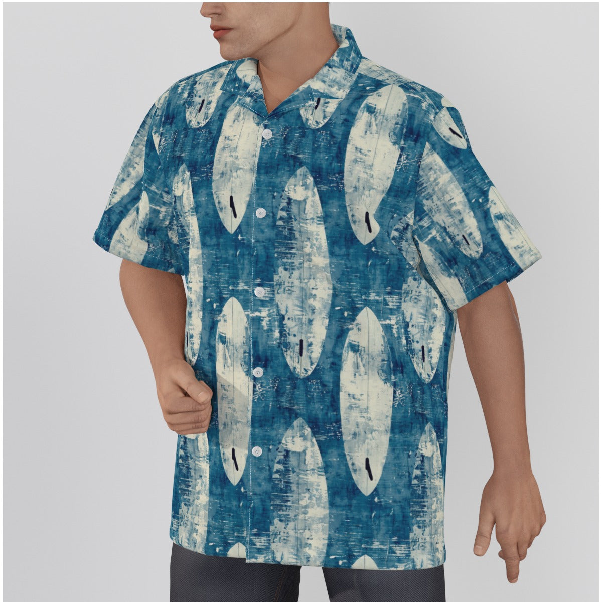 All-Over Print Men's Hawaiian Shirt With Button Closure