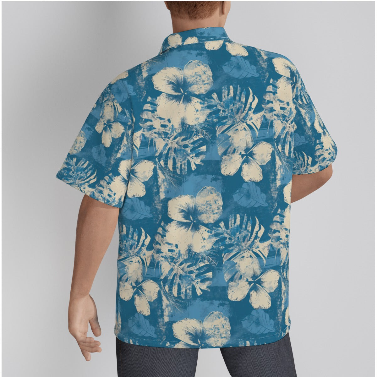 All-Over Print Men's Hawaiian Shirt With Button Closure