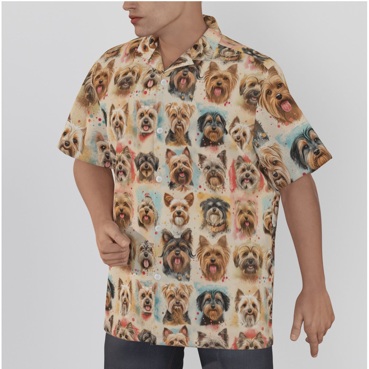 All-Over Print Men's Hawaiian Shirt With Button Closure