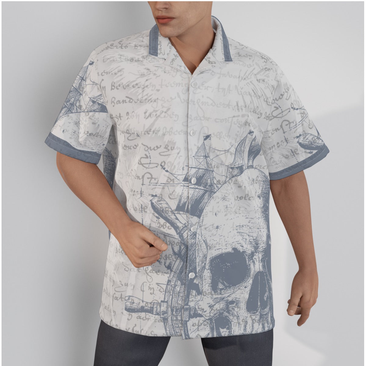 All-Over Print Men's Hawaiian Shirt With Button Closure