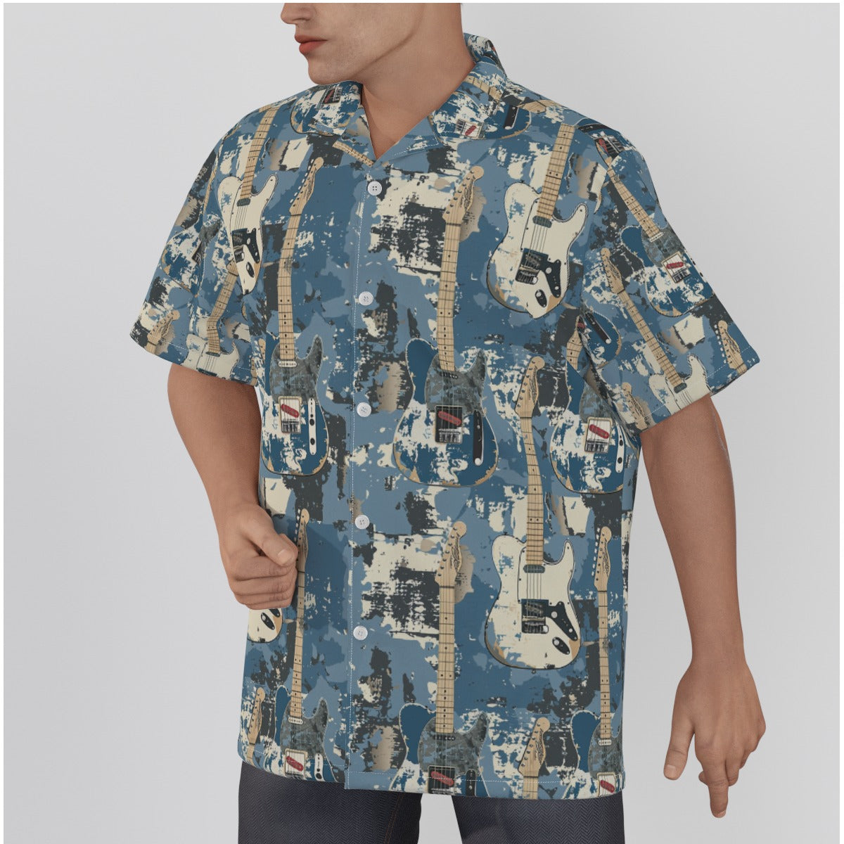 All-Over Print Men's Hawaiian Shirt With Button Closure