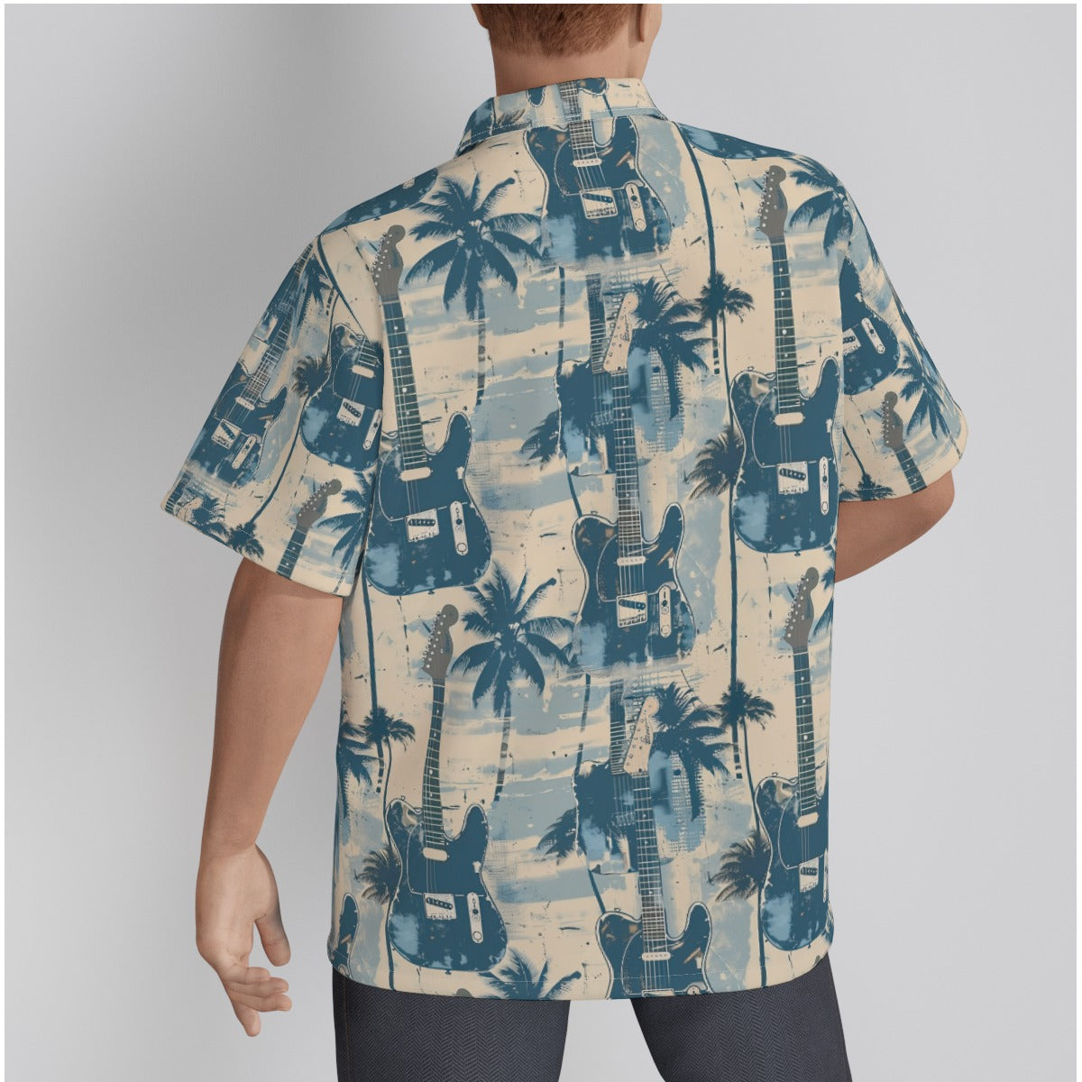 All-Over Print Men's Hawaiian Shirt With Button Closure