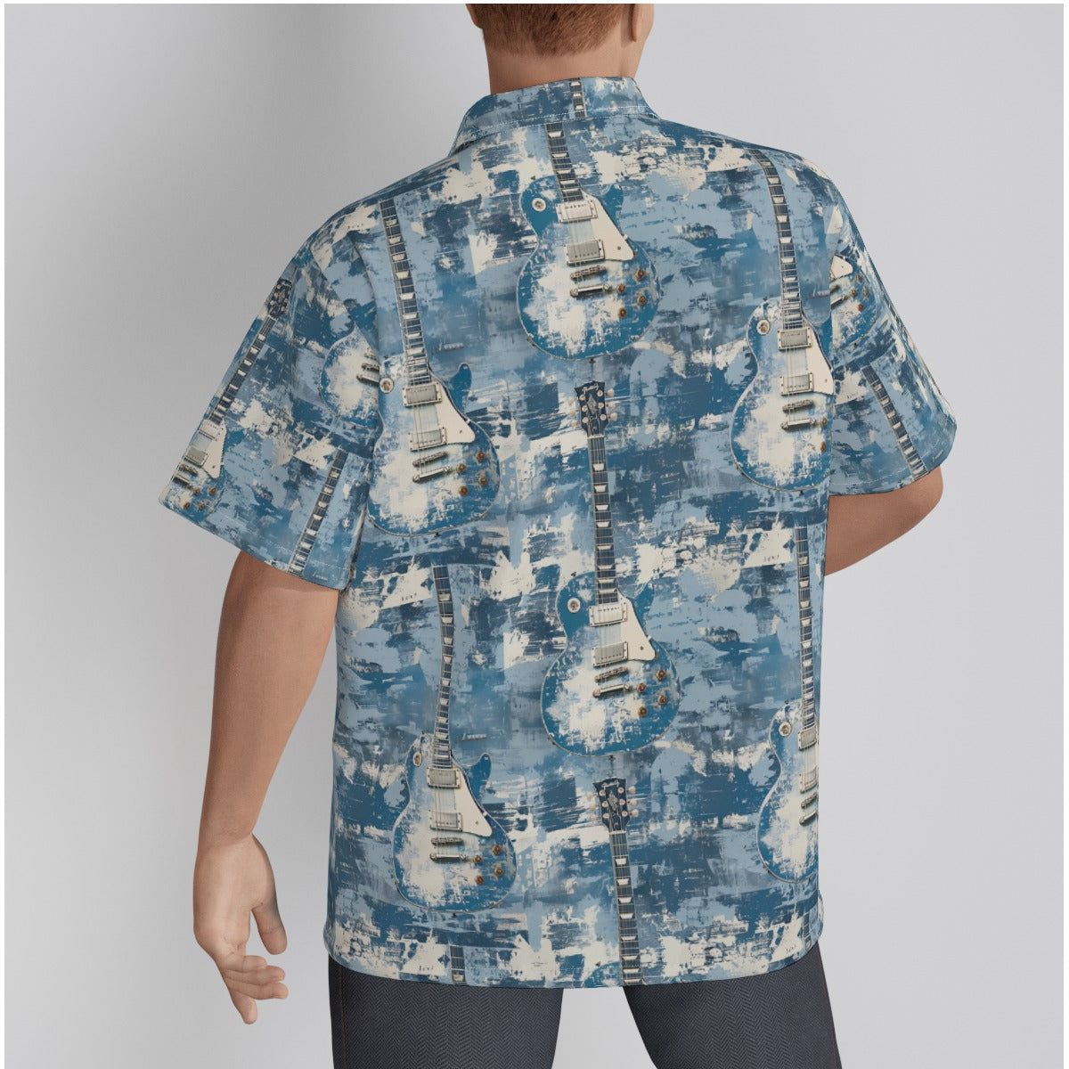 All-Over Print Men's Hawaiian Shirt With Button Closure