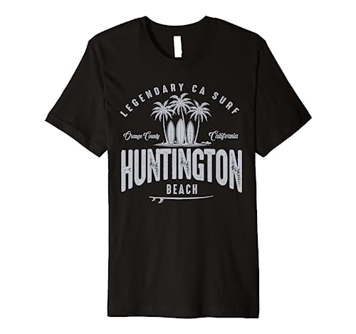 THREE VINTAGE SURFBOARDS AND PALMS - Huntington Beach Premium T-Shirt