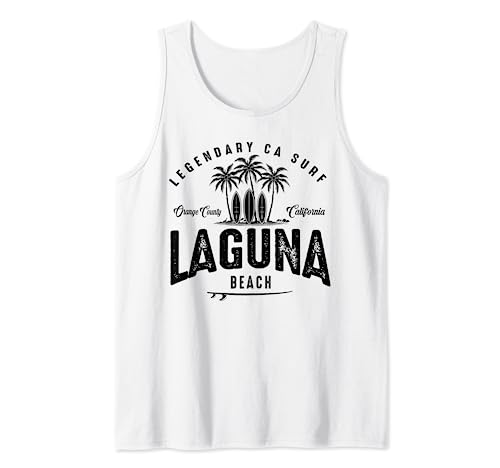 THREE VINTAGE SURFBOARDS AND PALMS - Laguna Beach Tank Top