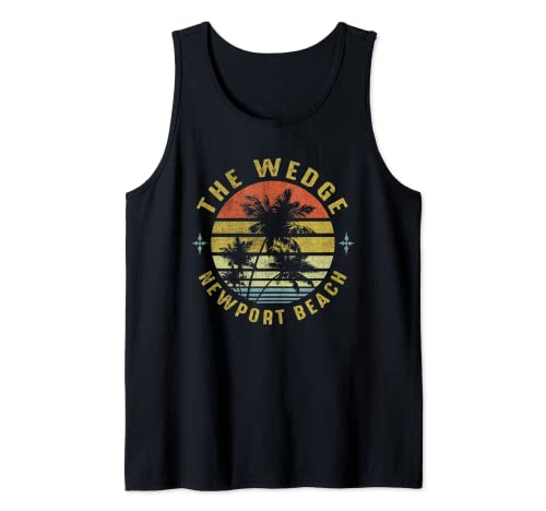The Wedge, Newport Beach Retro Palm Sunset -Beach Design Tank Top