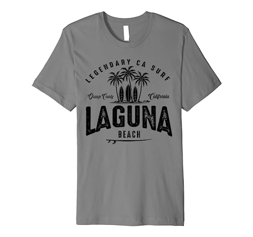 THREE VINTAGE SURFBOARDS AND PALMS - Laguna Beach Premium T-Shirt