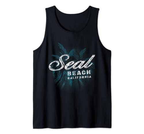 Seal Beach - Palm Cluster Distressed Stamp Tank Top