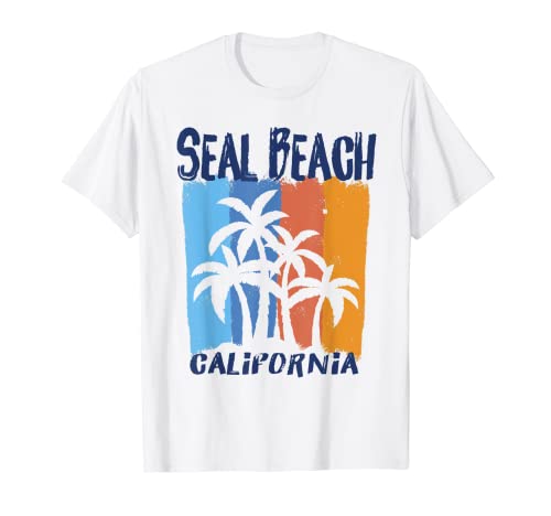 Seal Beach California Fun Colorful Palm Trees Design T-Shirt