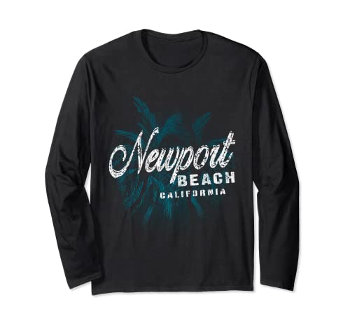 Newport Beach - Palm Cluster Distressed Stamp Long Sleeve T-Shirt