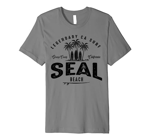 THREE VINTAGE SURFBOARDS AND PALMS - Seal Beach Premium T-Shirt