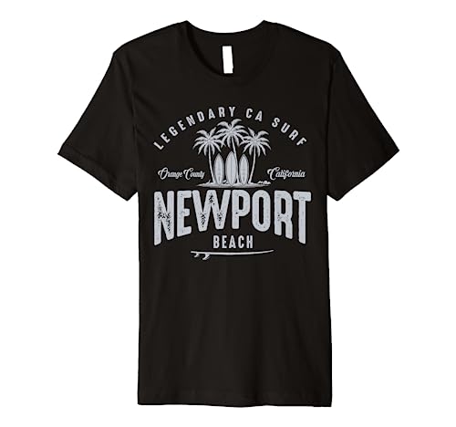 THREE VINTAGE SURFBOARDS AND PALMS - Newport Beach Premium T-Shirt