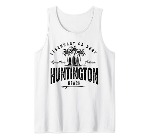 THREE VINTAGE SURFBOARDS AND PALMS - Huntington Beach Tank Top