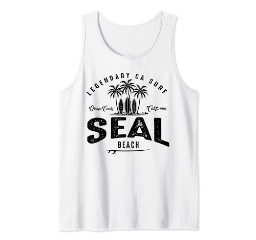 THREE VINTAGE SURFBOARDS AND PALMS - Seal Beach Tank Top