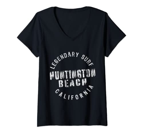 Womens LEDGENDARY SURF HUNTINGTON BEACH - CIRCLE STAMP V-Neck T-Shirt