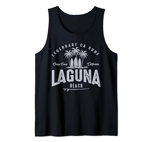 THREE VINTAGE SURFBOARDS AND PALMS - Laguna Beach Tank Top