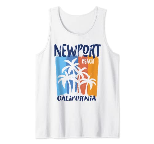 Newport Beach California Fun Colorful Palm Trees Design Tank Top