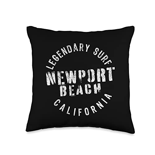 Surf Beach Favorites LEDGENDARY SURF Newport Beach-Circle Stamp Throw Pillow