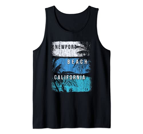 Newport Beach California CA Brush Strokes and Palms Tank Top