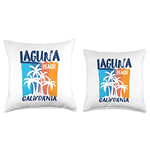 My Favorite California Beach Design Laguna Beach California Fun Colorful Palm Trees Design Throw Pillow