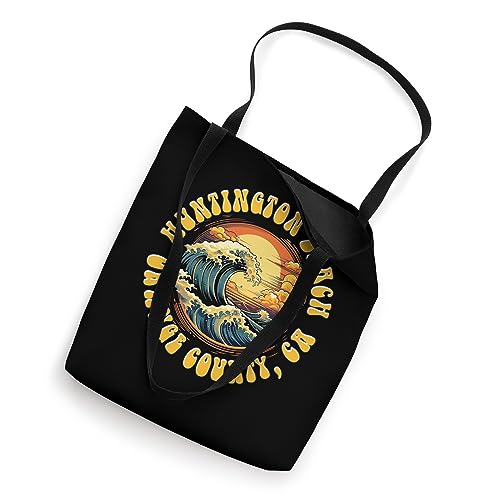 Vintage Huntington Beach Waves Sunset Des - Edgy Retro Tote Bag