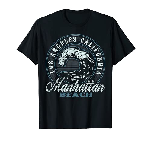 Manhattan Beach Retro Wave Circle - Beach Gift T-Shirt